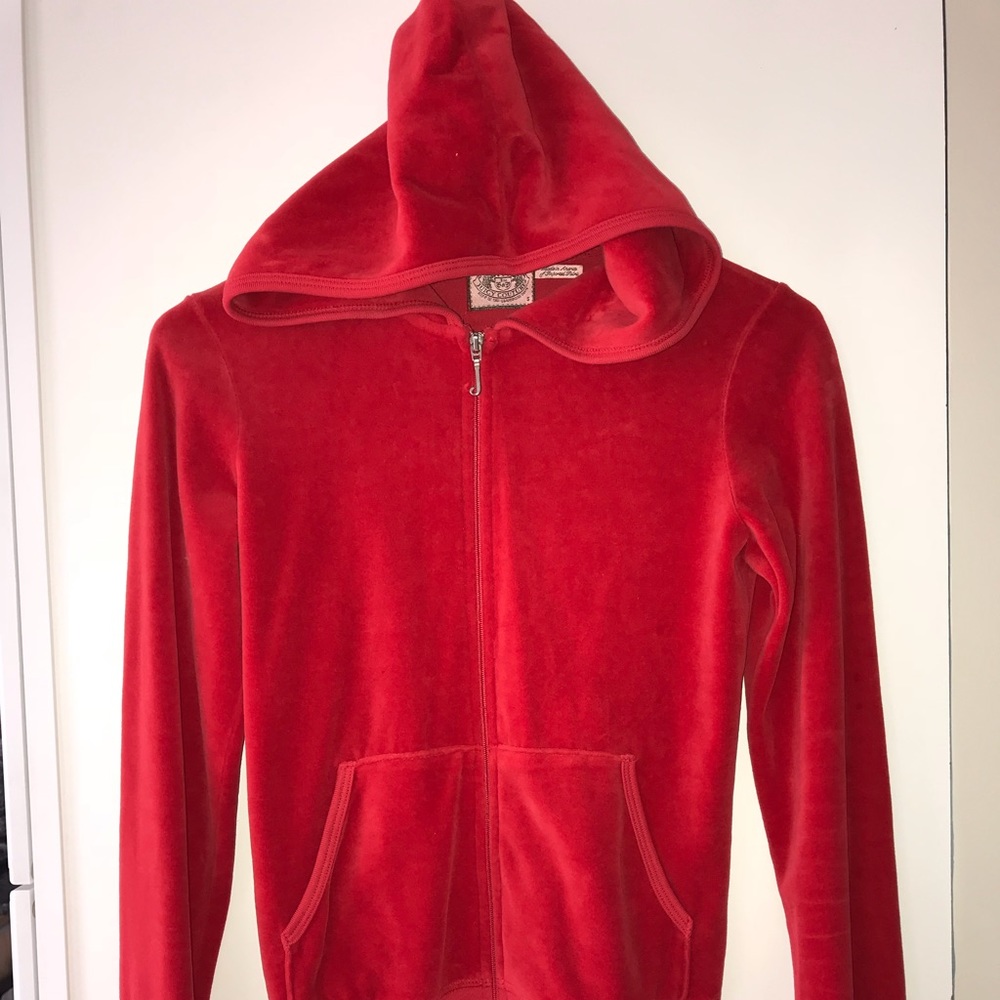 Juicy Courture Red velour full zip size small